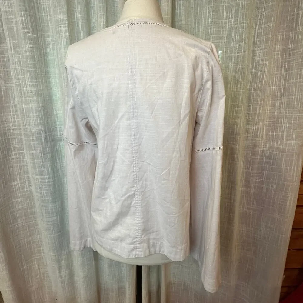 Free People Small Beige V-Neck Long Sleeve